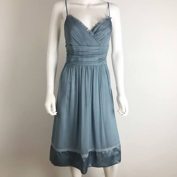 🆕 Spaghetti Strap Dress w/ Banded Waist - Two Tones of Teal - Picture 2 of 7